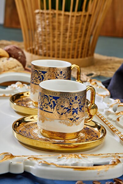 Cooker Set of 2 Gold Gilded Porcelain Coffee Cups - Luxurious and Stylish Coffee Enjoy!