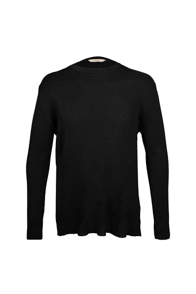 Hatemoğlu Black Regular Fit Crew Neck Ribbed Knitwear Sweater