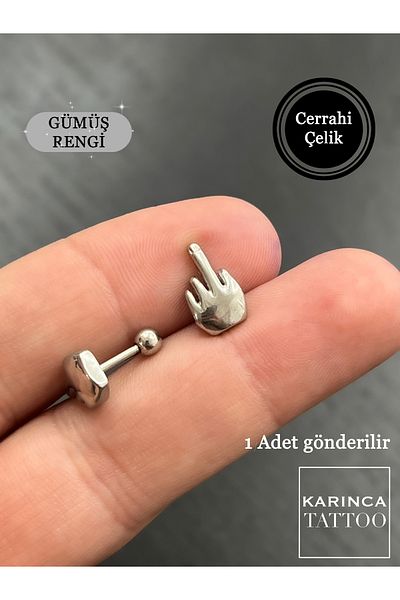 Karınca Piercing Middle Finger Helix, Tragus, Flat Conch and Bristle Piercing