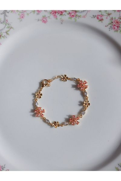 Reorah Collection Flower Ladies Code ‎   Bracelet-Pink Flower Elegant Bracelet