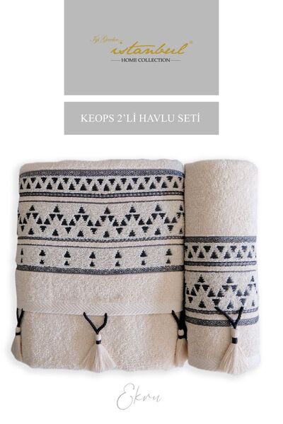 İyi Geceler İstanbul Σετ πετσετών Keops 100% βαμβακερό, κεντημένο με φούντες,...