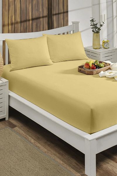 Podiumtex طقم ملاءة مطاطية قطنية مزدوجة مقاس 140 × 200 سم + كيس وسادة