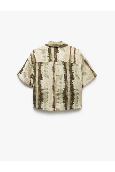 Koton Cămașă crop cu mânecă scurtă din viscoză, cu buzunar dublu, cu model Tie-Dye