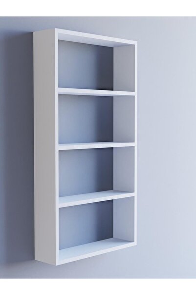 Deta Furniture 1. Sınıf Mdf 5 Raflı Dekoratif Kitaplık, Beyaz Kitaplık, Ofis Kitaplığı, Duvar Rafı 104x55cm