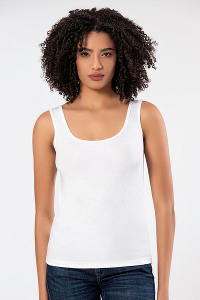 ERDEM İÇ GİYİM White Viscose Camisole Soft Textured Erdem Weweus Tank Top 2106