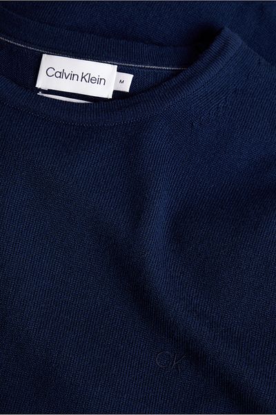 Calvin Klein ŠPIČNÍ VLNĚNÝ SVETR S KRUHLÝM VÝKRKEM