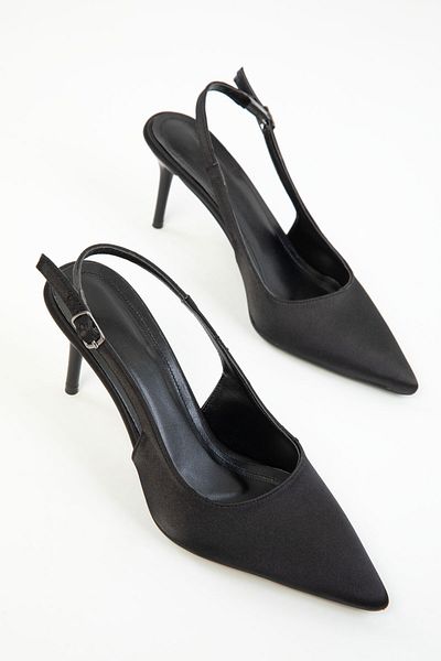 SOHO Pantofi clasici cu toc pentru femei din satin negru 20276
