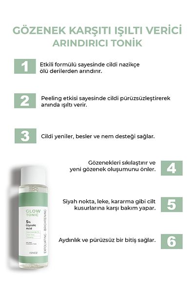 SİNOZ 200 ml Glow Tonic – Glykolsäure 5 %, porenstraffend, reinigend, revitalisierend, Peeling-Effekt