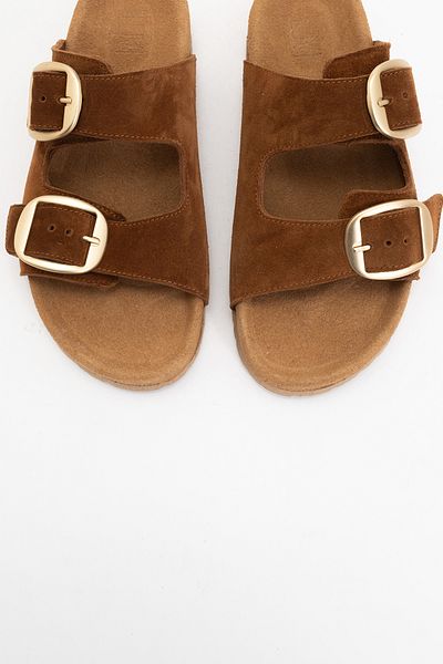 LuviShoes Γυναικείες παντόφλες OVESTA Γνήσιο Δερμάτινο Suede - Διπλό