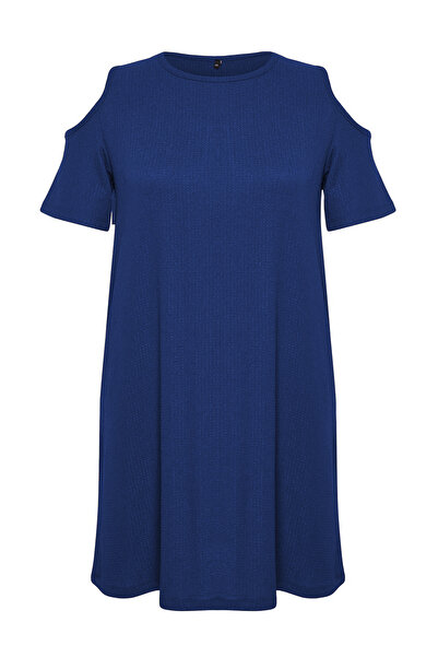 Trendyol Curve Saks A-Line Cut-Out Detail Knitted Dress Tbbss22El2986