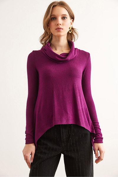 Olalook Πλεκτή μπλούζα Degaje Collar Plum - BLZ- 19002830