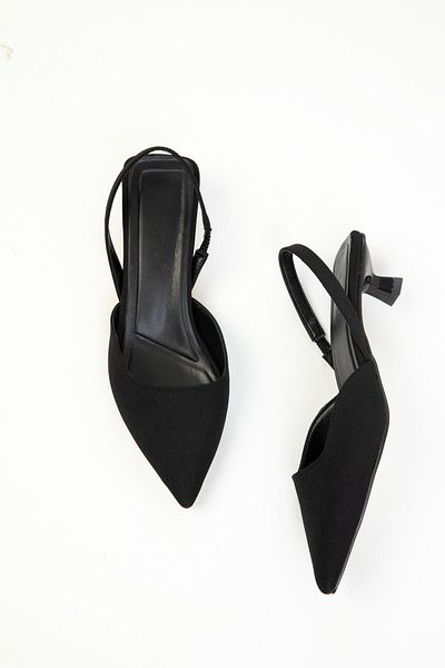 SOHO Pantofi clasici cu toc pentru femei din satin negru mat 20277