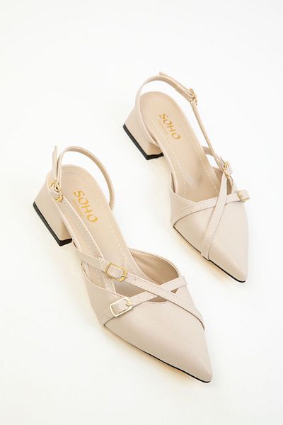 SOHO Beige klassischer Damenschuh mit hohem Absatz 19105