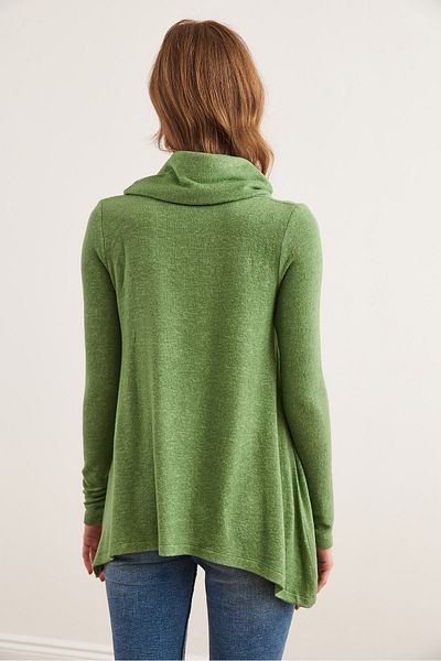 Olalook Πράσινη γυναικεία πλεκτή μπλούζα - Degaje Neck BLZ- 19002830