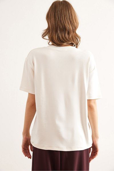 Olalook Γυναικεία λευκή μπλούζα με λαιμόκοψη V Casual Soft Touch BLZ- 19002835