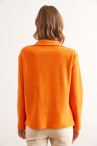 Olalook Women's Orange Polo Neck Thessaloniki Blouse Blz- 19002810