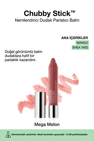 Clinique Chubby Stick™ Nemlendirici Dudak Parlatıcı Balm - Renk: 04 Mega Melo...