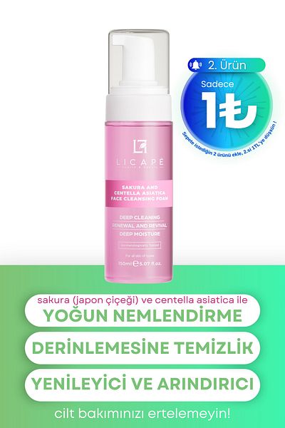 Licape Schaumreiniger 150 ml - Mit Sakura & Centella Asiatica für strahlende Haut