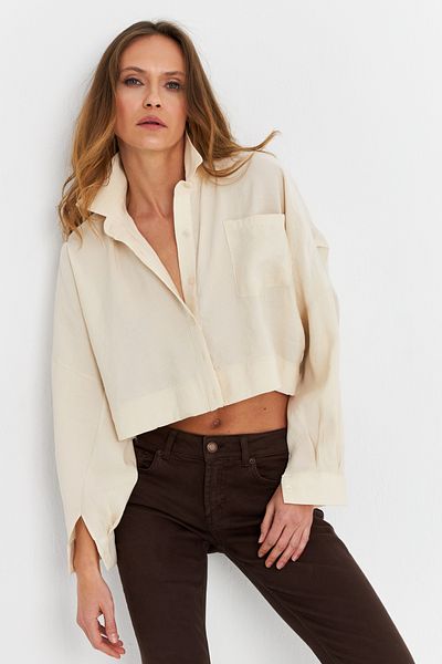 Cool & Sexy Women's Ecru Kupra Shirt Sb3061