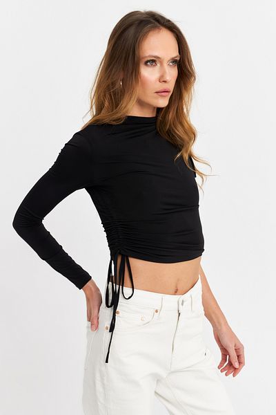 Cool & Sexy Γυναικεία μαύρη μπλούζα με μονό μανίκι SB150