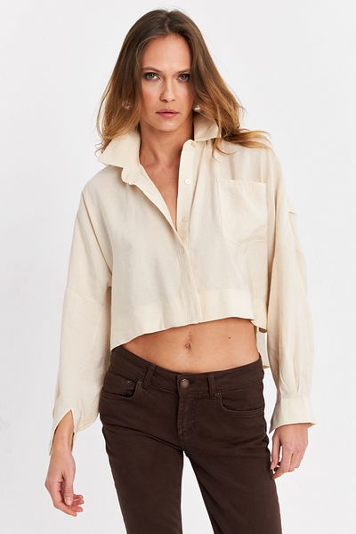 Cool & Sexy Women's Ecru Kupra Shirt Sb3061