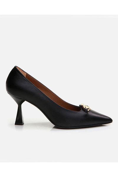 Hotiç Stiletto de damă din piele naturală neagră