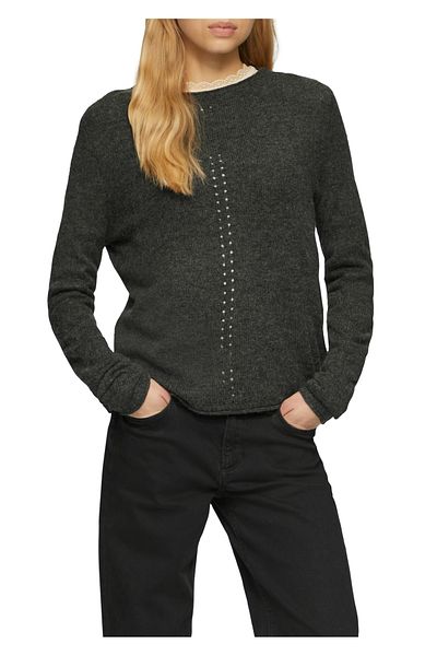 QS by s.Oliver Soft Knitted Pullover with a Stand-Up Collar and Rolled Edges