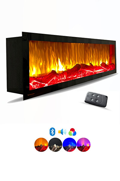 ARİF Dekoratif Elektrikli Yapay Şömine - 120x35x18 Cm - Kumanda, Sabit Çıtırt...
