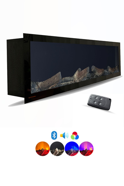 ARİF Dekoratif Elektrikli Yapay Şömine - 120x35x18 Cm - Kumanda, Sabit Çıtırtı Sesi Ve Bluetooth Hoparlör