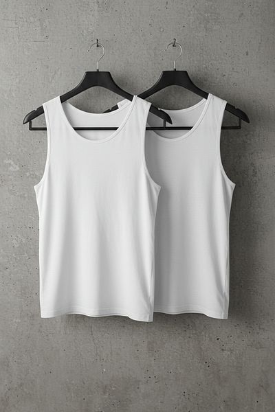 Trendyol Collection 2er-Pack weiße Unterhemden - TMNSS24AL00007