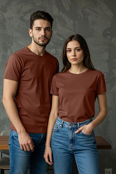 Trendyol Collection Кафява тениска с кръгло деколте от 100% памук - нормална кройка TMNSS21TS0808