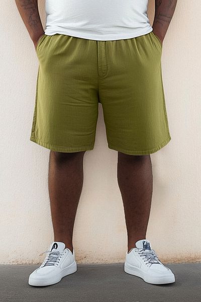 Trendyol Collection Plus Size Khaki Loose Fit Baumwollshorts – Schnürung TMNSS23SR00056