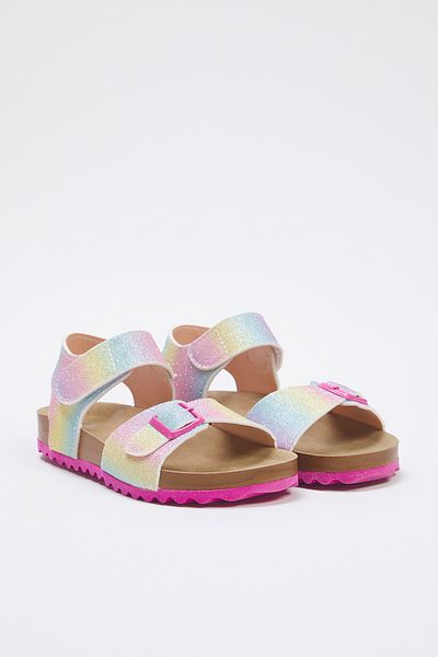 TRENDYOL SHOES Rosafarbene Glitzer- und Klettverschluss-Sandalen für Mädchen – TAKSS25SD00028