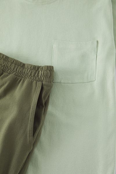 Trendyol Collection Μέντα -Χακί Σετ Πιτζάμες Κανονικής Εφαρμογής 100% Βαμβάκι - TMNSS25PT00033
