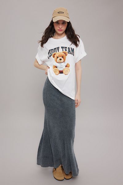 Trendyol Collection Bílé oversize bavlněné tričko s potiskem - Twoss25Ts00090