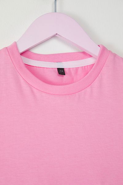 TRENDYOLKIDS Dívčí růžové základní pletené tričko - Tkdss25Ts00007