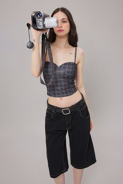 Trendyol Collection Mehrfarbiges, figurbetontes, herzförmiges Crop-Stretch-Strick-Bustier TWOSS25BS00001