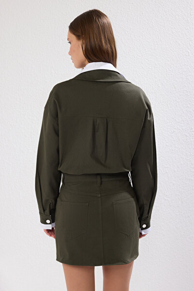 Trendyol Collection Emerald Green Straight Mini Woven Dress Twoaw25El00588