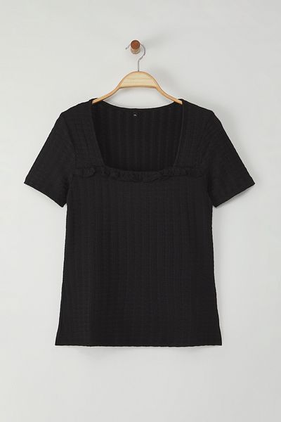 Trendyol Curve Schwarze, strukturierte, gestrickte Plus-Size-Bluse