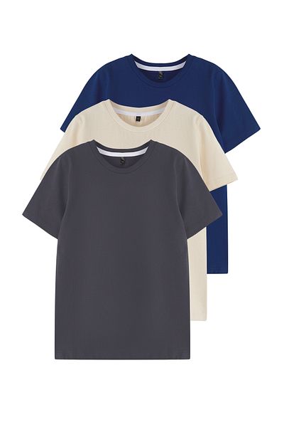 TRENDYOLKIDS Béžové tmavě modré antracitové tričko - obyčejné pletené Tkdss25Ts00021