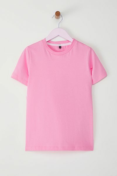TRENDYOLKIDS Dívčí růžové základní pletené tričko - Tkdss25Ts00007