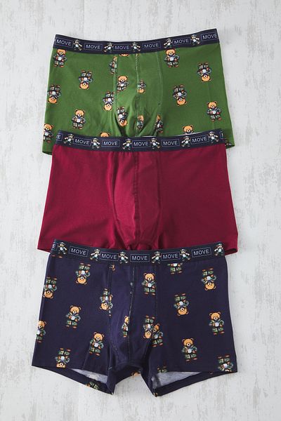 Trendyol Collection Πολύχρωμο 3 Πακέτο Bear Printed Boxer Cotton TMNSS25BX00008
