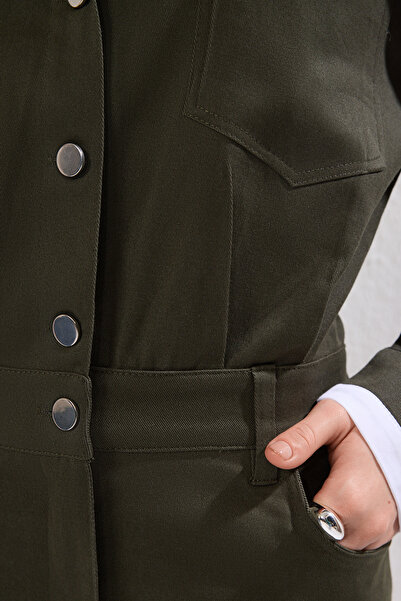 Trendyol Collection Emerald Green Straight Mini Woven Dress Twoaw25El00588