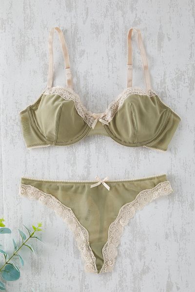 Trendyol Collection Khaki Lace and Bow Detail Capless Lingerie Set - Thmss25Cc00024