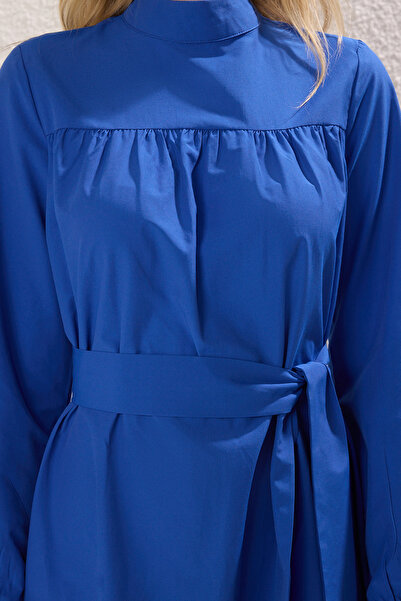 Trendyol Modest Saks Belted bavlněné tkané šaty Tctss25Eb00090