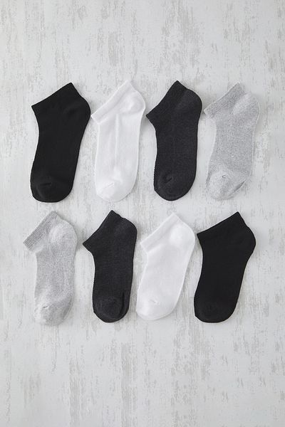 Trendyol Collection Set mit 8 atmungsaktiven Sommersocken aus Baumwolle für Unisex – Grau und mehrfarbig, kurze Größe – unsichtbar TMNSS25CO00016