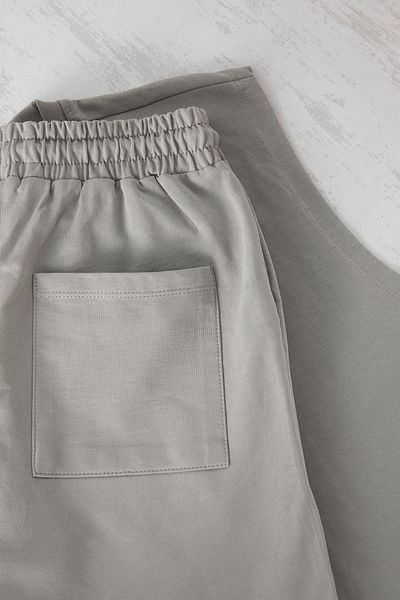Trendyol Collection Γκρι Σετ φόρμας 2 τεμαχίων Oversize/Wide Cut Tank-Shorts 100% βαμβάκι