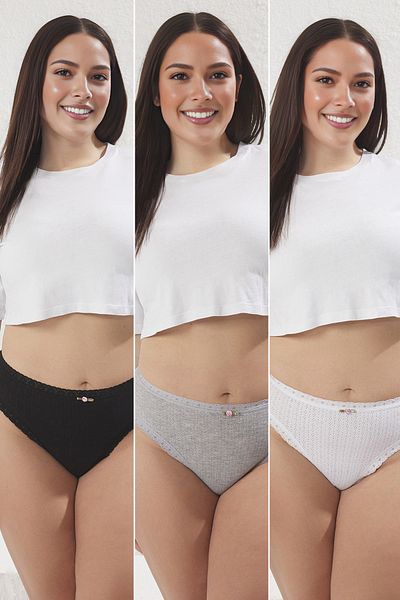 Trendyol Curve Mehrfarbige Höschen mit hoher Taille und Übergröße TBBSS25CM00000
