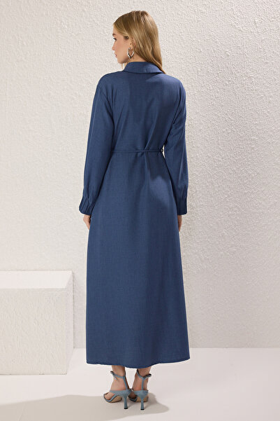 Trendyol Modest Tkané šaty v námořnické modré barvě Tctss25Eb00093