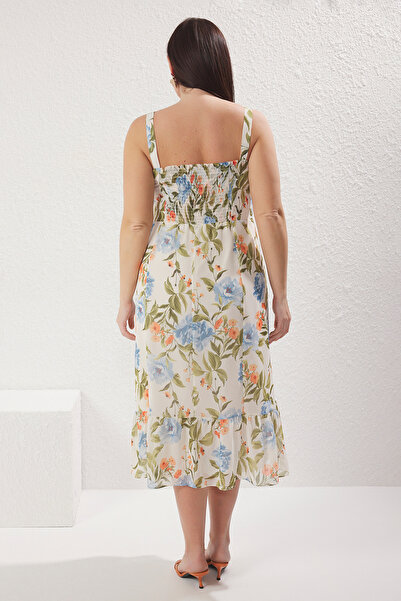 Trendyol Curve Ecru Chiffon Woven Plus Size Dress